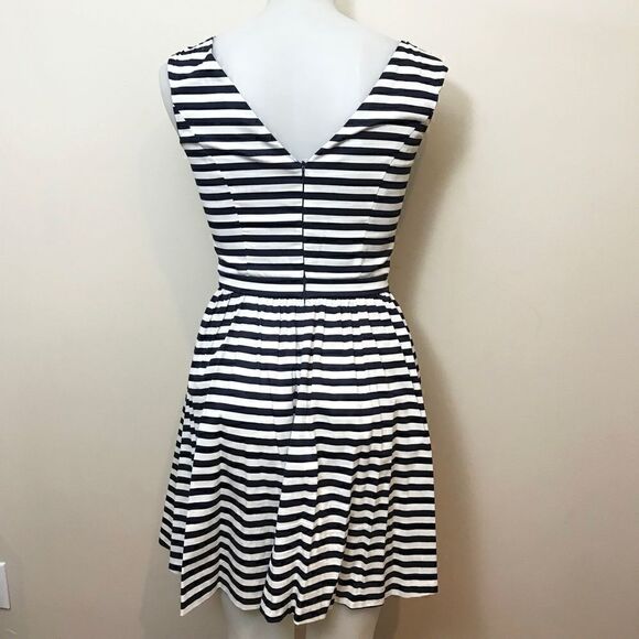 𝅺WOVEN Navy And White Stripe Zara Skater Dress - Picture 2 of 7